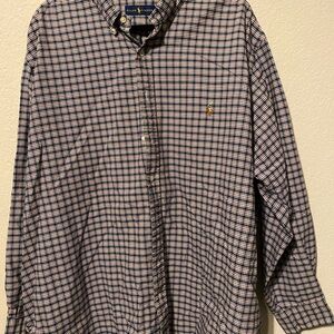 Ralph Lauren Men's Navy and White Plaid Shirt